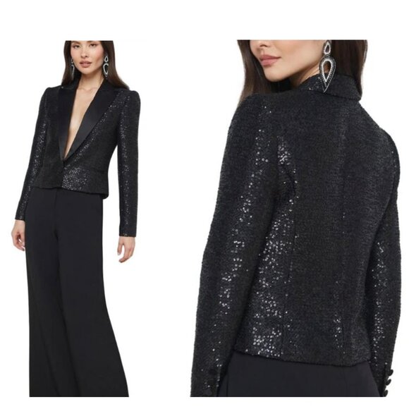 L'AGENCE | Scarlet Crop Blazer In Black Sequins - Picture 13 of 15